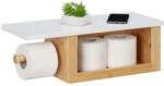 Relaxdays Bambusz WC-papír tartó polccal 17x50x18 cm 10046273