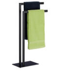 Relaxdays Modern matt fekete törölközőtartó 2 rúddal 81x49x20 cm 10031434