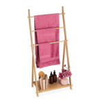 Relaxdays Bambusz törölközőtartó létra polccal 110x53x31, 5 cm 10046294