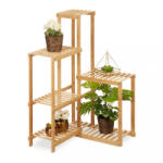 Relaxdays Sarok virágtartó polc bambusz 6 polcos natúr 10037590