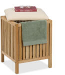 Relaxdays Diófa szennyestartó kosár üléssel 51x38x38 cm 10050645