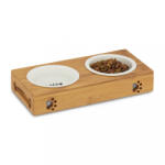 Relaxdays Bambusz-kerámia macskatál 2 db-os cica etetőtál 10028853_m