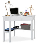 Relaxdays Fehér sarok íróasztal fiókkal 76x107x72 cm 10029477