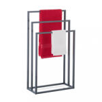 Relaxdays Szabadon álló törülközőtartó 3 eltolt rúd antracit fém 10047263