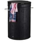 Relaxdays Kerek bambusz szennyestartó 65 literes fekete 10024236_46