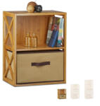 Relaxdays Bambusz tárolószekrény kosárral 2 polcos 10020273_2