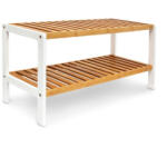 Relaxdays Bambusz-fehér 2 polcos cipőtartó 33x70x24, 5 cm 10017706