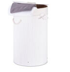 Relaxdays Kör alakú bambusz szennyestartó 70 literes fehér 10019051_49