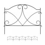 Relaxdays Vintage ágyáskerítés ágyásszegély fekete 6 db-os szett 31, 5x55 cm 10041699