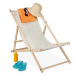 Relaxdays Összecsukható fa nyugágy napozóágy krém-világosbarna 10028067_127