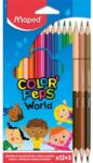 Maped Színes ceruza készlet, háromszögletű, MAPED "Color`Peps World", 12 különböző szín + 3 kétvégű bőrtónus ceruza (IMA832071) - tintasziget