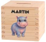 ATMOWOOD Gyerek fa persely - Állatok a folyóparton Válasszon egy állatot: Víziló (Skarbonka 9,5x9,5)