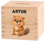 ATMOWOOD Gyerek fa persely - Állatok a folyóparton Válasszon egy állatot: Hód (Skarbonka 9,5x9,5)