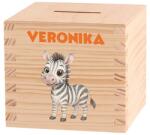 ATMOWOOD Gyerek fa persely - Afrikai kaland Válasszon egy állatot: Zebra (Skarbonka 9,5x9,5)