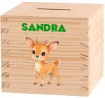 ATMOWOOD Gyerek fa persely - Utazás az erdőn keresztül Válasszon egy állatot: Szarvas (Skarbonka 9,5x9,5)