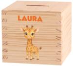 ATMOWOOD Gyerek fa persely - Afrikai kaland Válasszon egy állatot: Zsiráf (Skarbonka 9,5x9,5)