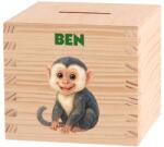 ATMOWOOD Gyerek fa persely - Amerikai dzsungel Válasszon egy állatot: Majom (Skarbonka 9,5x9,5)