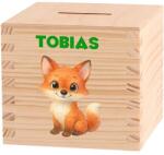 ATMOWOOD Gyerek fa persely - Utazás az erdőn keresztül Válasszon egy állatot: Róka (Skarbonka 9,5x9,5)