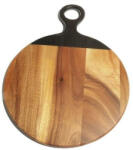 Parawood Fa kínáló kerek 33x45x1, 5cm fekete nyéllel (210115)