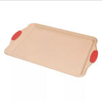  Tepsi sütőforma, fém, szilikon fogóréssszel, lapos, 32×23cm (1033)