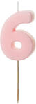 PARTYDECO számgyertya, világos rózsaszín, 5, 5 cm, 6 (SCU10-6-081J)