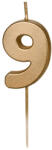 PARTYDECO számgyertya, arany, 4, 5 cm, 9 (SCU9-9)