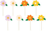 PARTYDECO tortadísz beszúró, virág mix, sárga, 13cm (KPT64)