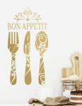Yiwu Falmatrica konyhába - Arany színű evőeszközök Bon Appetit felirattal