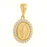 Argento-ekszer Arany medál Csodás érem - átlátszó kerek cirkóniák (8A122)