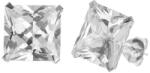 Argento-ekszer Ezüst fülbevaló - átlátszó négyzet alakú cirkónia, nagysága 10 mm (67353)