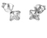 Argento-ekszer Ezüst fülbevaló - átlátszó négyzet alakú cirkónia, nagysága 4 mm (65340)