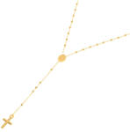 Argento-ekszer Arany nyaklánc - rózsafüzér, 5 tized, kereszt, Csodás érem, hossza 50 cm (9A028)