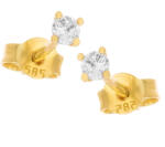 Argento-ekszer Arany fülbevaló - átlátszó kerek cirkónia, átmérője 2, 5 mm (6A021)