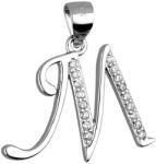 Argento-ekszer Ezüst medál - levél M, átlátszó kerek cirkóniák (84924)