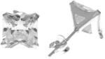Argento-ekszer Ezüst fülbevaló - átlátszó négyzet alakú cirkónia, nagysága 8 mm (65344)
