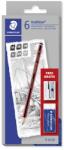 STAEDTLER Grafitceruza készlet, hatszögletű, hegyezővel és radírral, STAEDTLER "Mars Lumograph 100", 6 különböző keménység (TS61110C6)