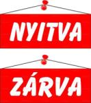  Információs tábla, 22x8, 5 cm, kétoldalas, "Nyitva/Zárva", piros (LUIN007)