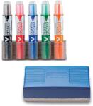 Pilot Táblamarker készlet, 2, 3mm, kerek hegyű, táblatörlővel V-Board Pilot 5 klf. szín (29297)