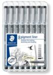 STAEDTLER Tusfilc készlet, 8 különböző vonalvastagság, STAEDTLER "Pigment liner 308", fekete (TS308SB8) - irodasziget