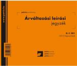 Pátria Nyomtatvány Árváltozási leírási jegyzék 25x2 lapos tömb A/5 fekvő (D.F.201)