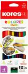 Kores Színes ceruza készlet, kétvégű, háromszögletű, KORES "Duo", 24 különböző szín (IK100612)