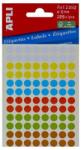 APLI Etikett, 8 mm, kör, kézzel írható, színes, APLI, vegyes színek, 288 etikett/csomag (LCA2092) - irodasziget