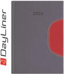Dayliner Határidőnapló Memphis A5 napi, fehér lapokkal szürke-piros Dayliner 2026 (57825) - irodasziget