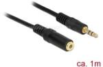 Delock Stereo Jack hosszabbító kábel 3.5 mm 3 pin apa > anya 1 m (fekete) (DL83764) (DL83764)