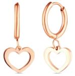 Vuch Szív alakú karika fülbevaló aranyozott acélból Glimmer Rose Gold