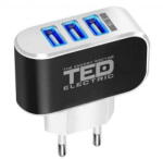 TED Electric Alimentator (Incarcator) de la retea (230V) la 3 x USB maxim 3, 1A TED288084 - PM1 (A0060001)