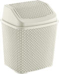Özer Plastik Rattan hatású fürdőszobai billenőfedeles szemetes Krém 6L (N009)