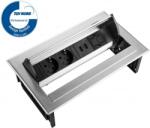 Fellowes Priza modulara eGST, Filex Power Desk In, 2x 230V, USB A, Keystone, inox, Fellowes 681075
