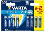 VARTA High Energy LR03-AAA, alkaline, 1.5V, pieces 8 (04903-121-418) (04903121418) Baterie reincarcabila