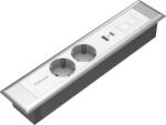 Fellowes Priza modulara eGST, Filex Power Desk Insert, 2x 230V, USB A+C, Keystone, silver/alb, Fellowes 681092